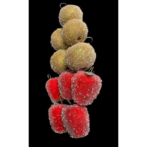 VTG Artificial Faux Beaded Sugar Frosted Fruit Apples Christmas Ornament… - Picture 7 of 12
